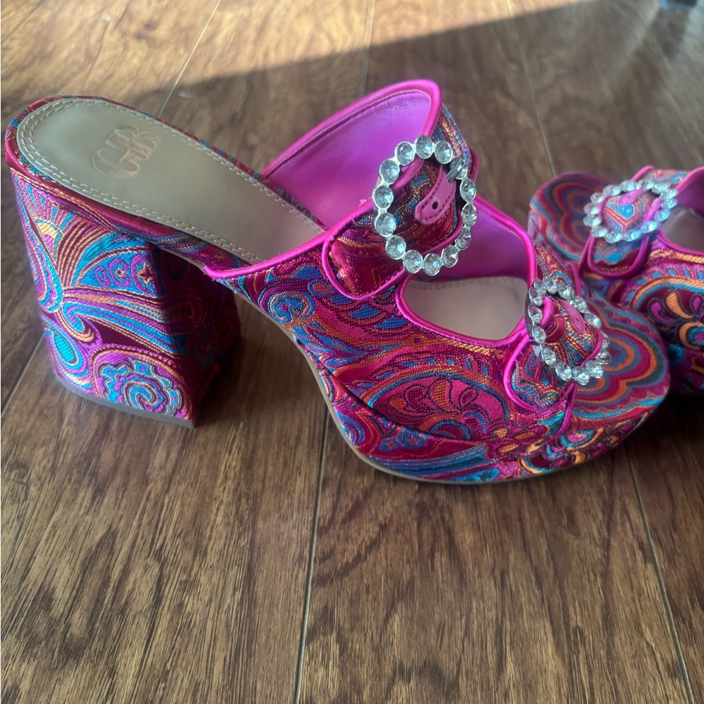 Gianni Bini Pink Heels with Crystal Embellishments